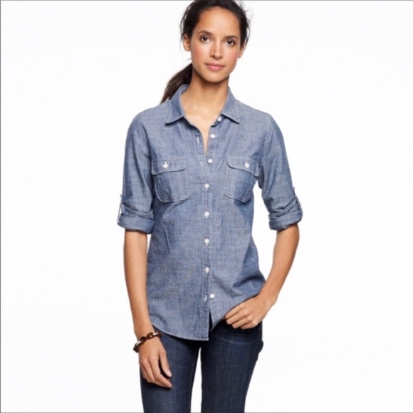 J. Crew "the perfect shirt" chambray button down shirt || XS - Picture 10 of 10
